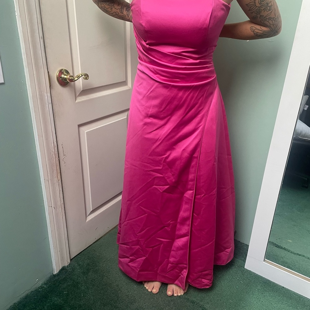 Jordan Pink Ruched Halter Maxi Gown